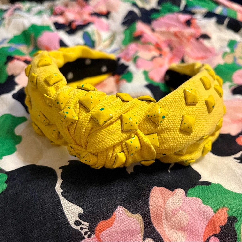 NWOT Lele Sadoughi Splattered yellow with yellow/green splattered embellishments